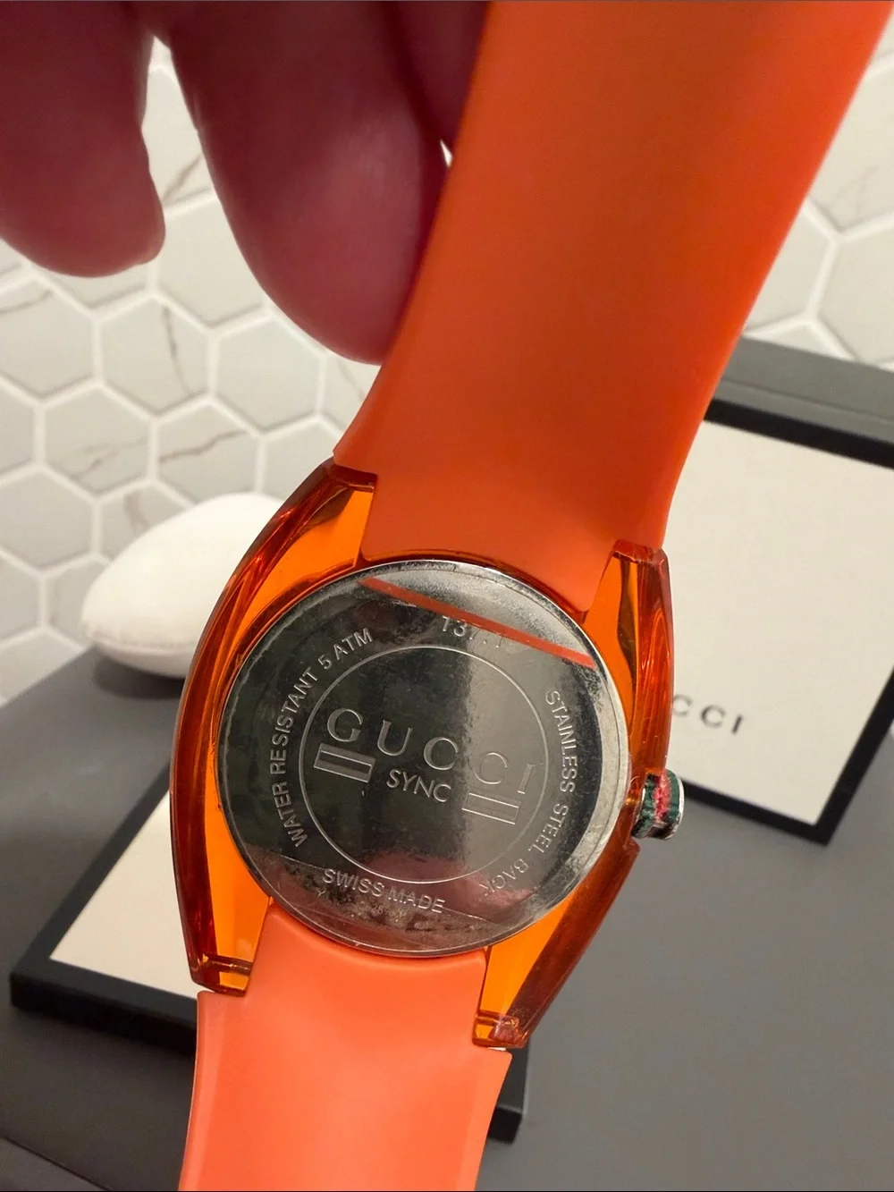 Rare find Gucci Orange and Silver mens Sport Watch